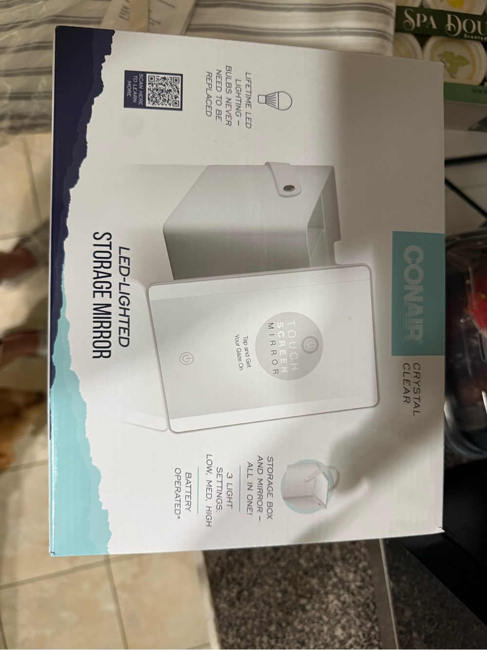 Conair LED-Lighted Storage Mirror - Crystal Clear White